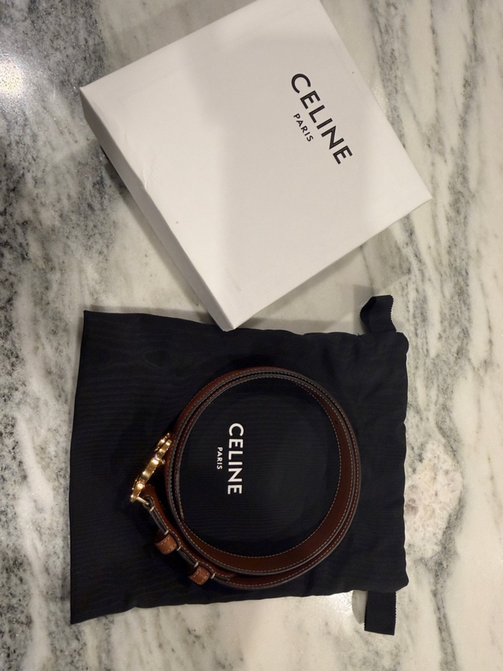 Celine Triomphe Belt 25mm Natural Calfskin. Size 75mm. With dust bag and box. - Picture 3 of 5